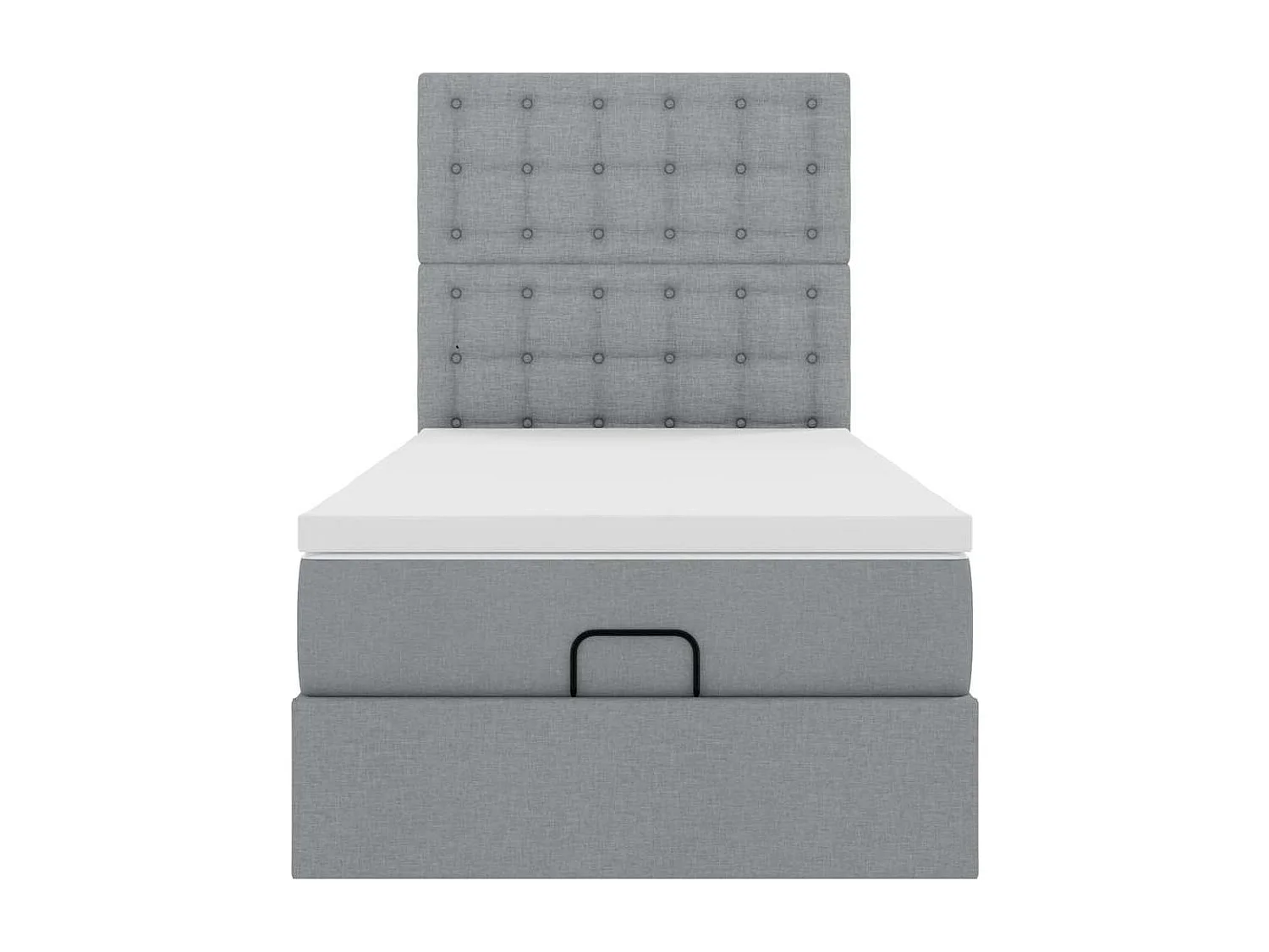 Lit ottoman avec matelas gris clair 90x200 cm tissu