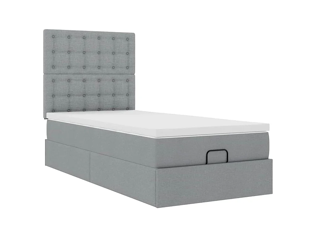 Bed met matras 90x200 cm stof lichtgrijs