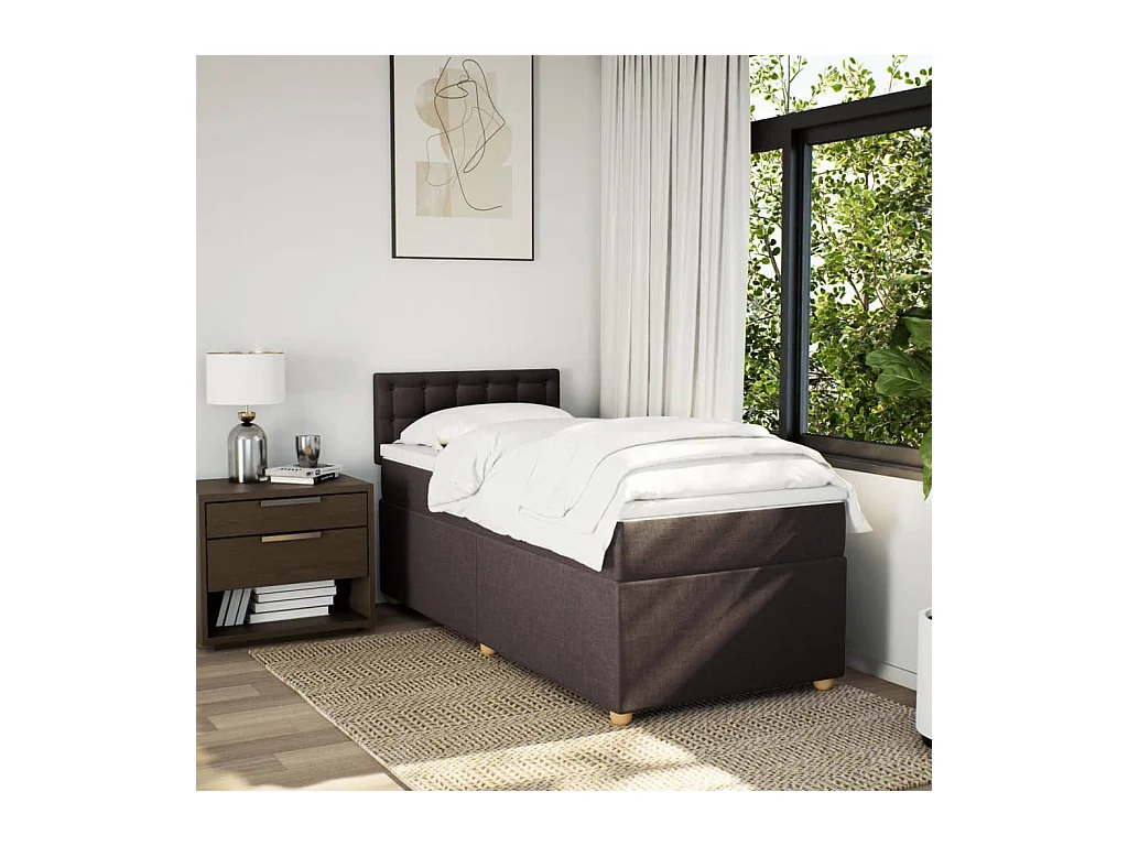 Boxspringbett mit Matratze Dunkelbraun 100x200 cm Stoff