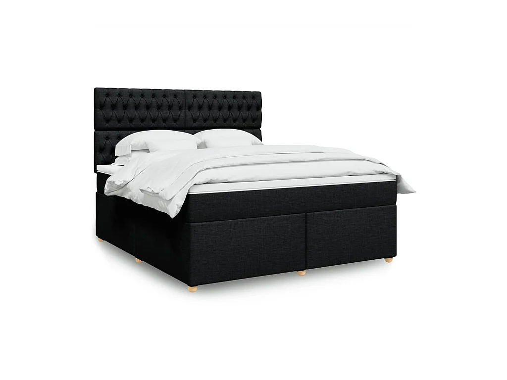 Boxspringbett mit Matratze Schwarz 180x200 cm Stoff