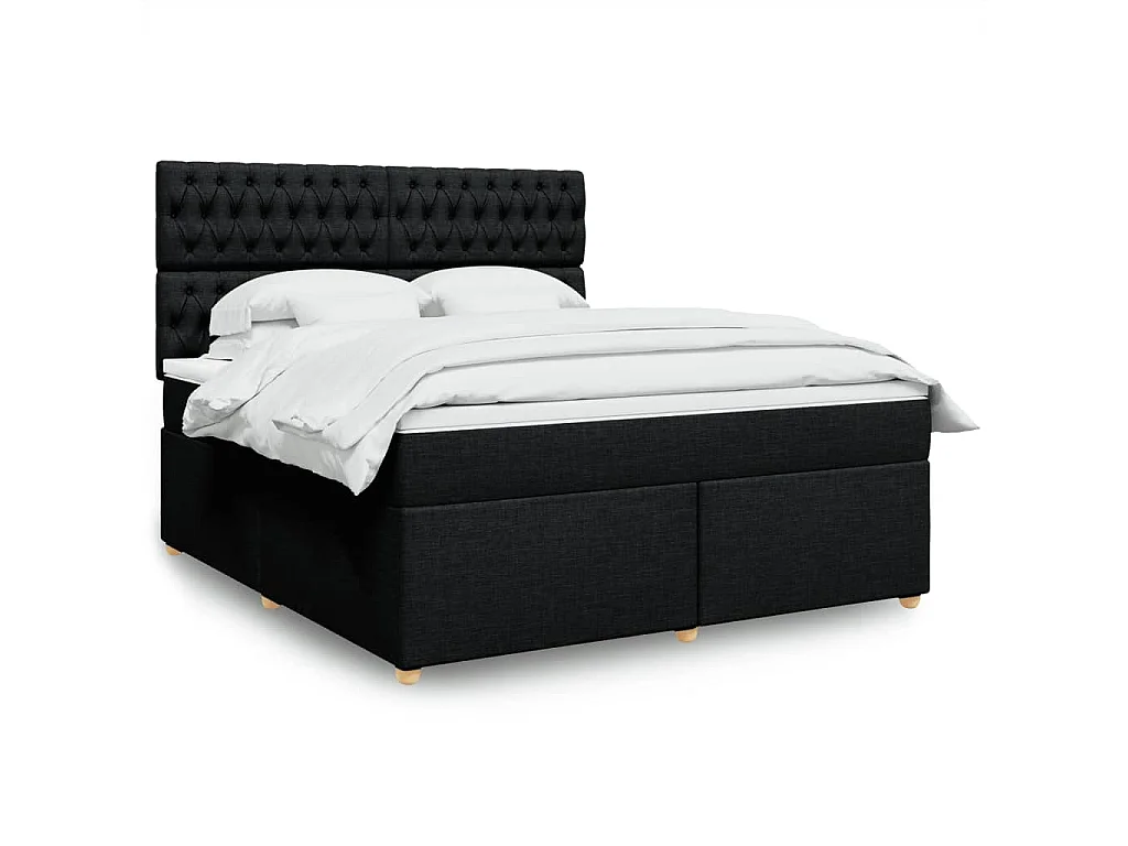 Giroletto a Molle con Materasso Nero 180x200 cm in Tessuto