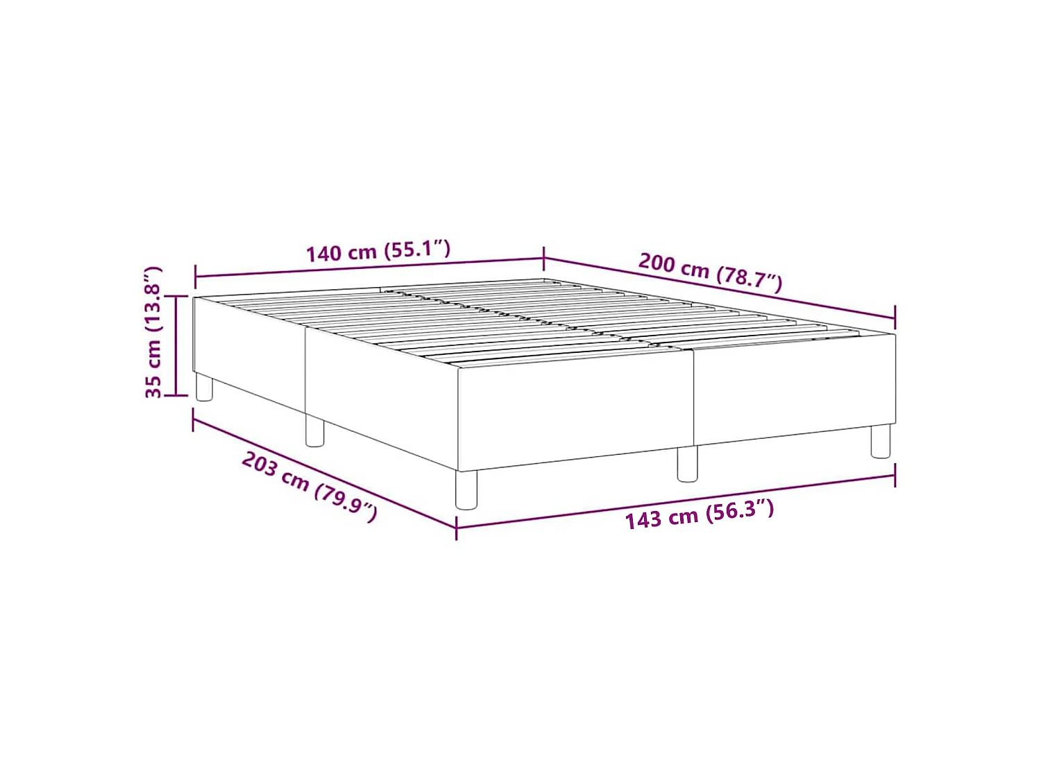 Plattformbettgestell Hellgrau 140 x 200 cm Cordstoff
