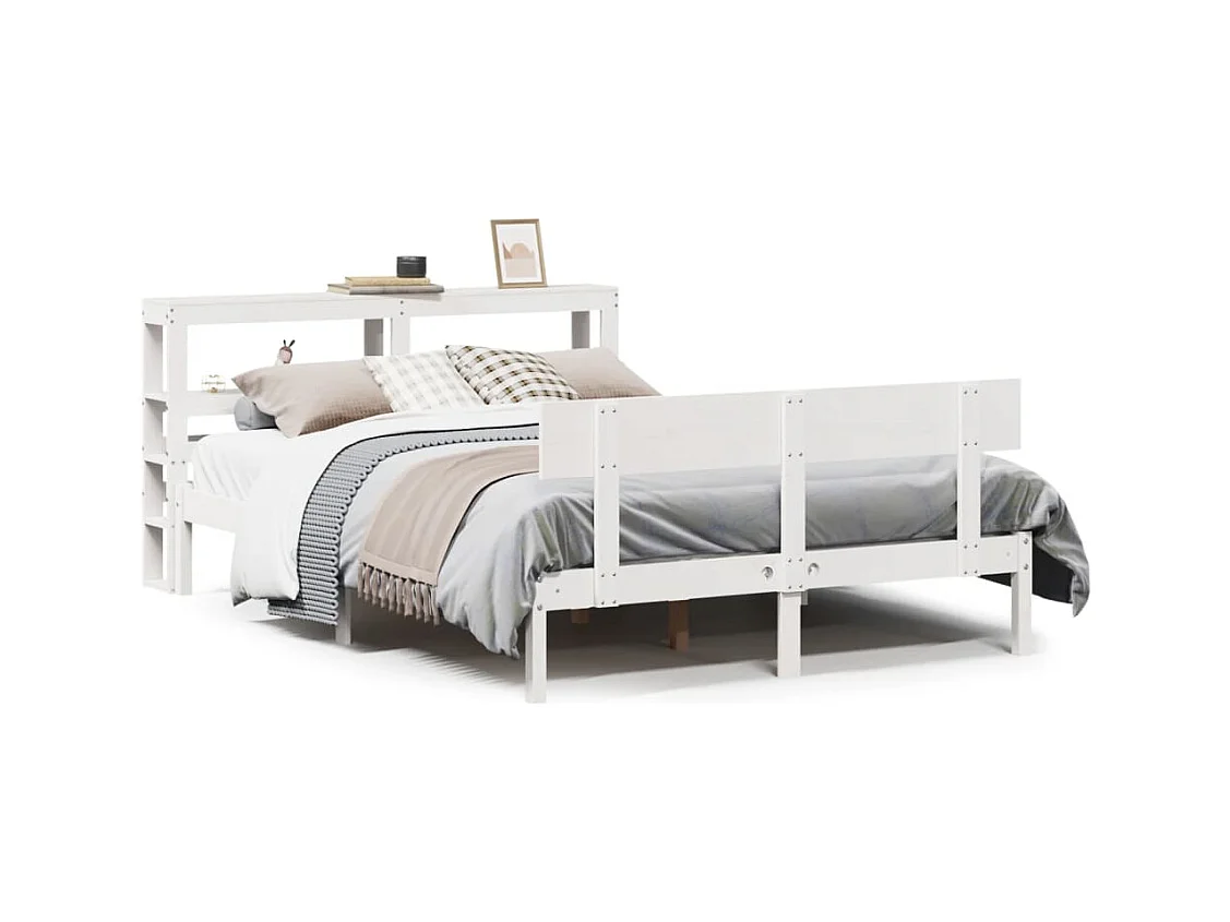 Cadre de lit sans matelas blanc 160x200 cm bois de pin massif