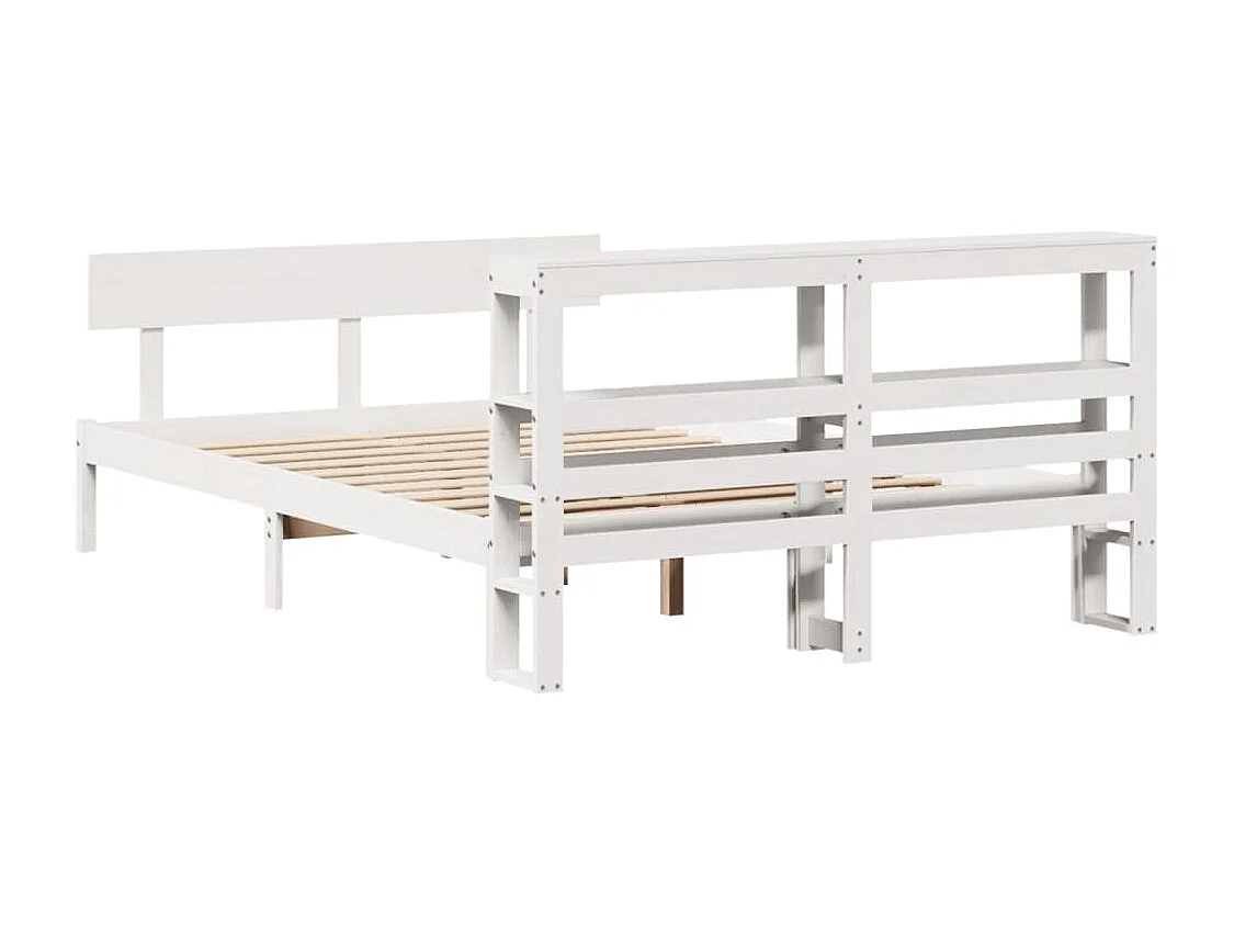 Cadre de lit sans matelas blanc 160x200 cm bois de pin massif