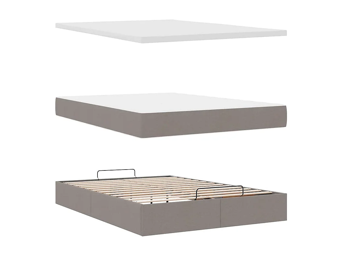 Lit ottoman avec matelas et LED taupe 140x200 cm tissu