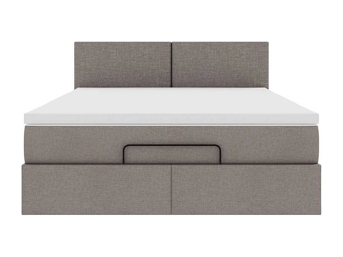 Lit ottoman avec matelas et LED taupe 140x200 cm tissu