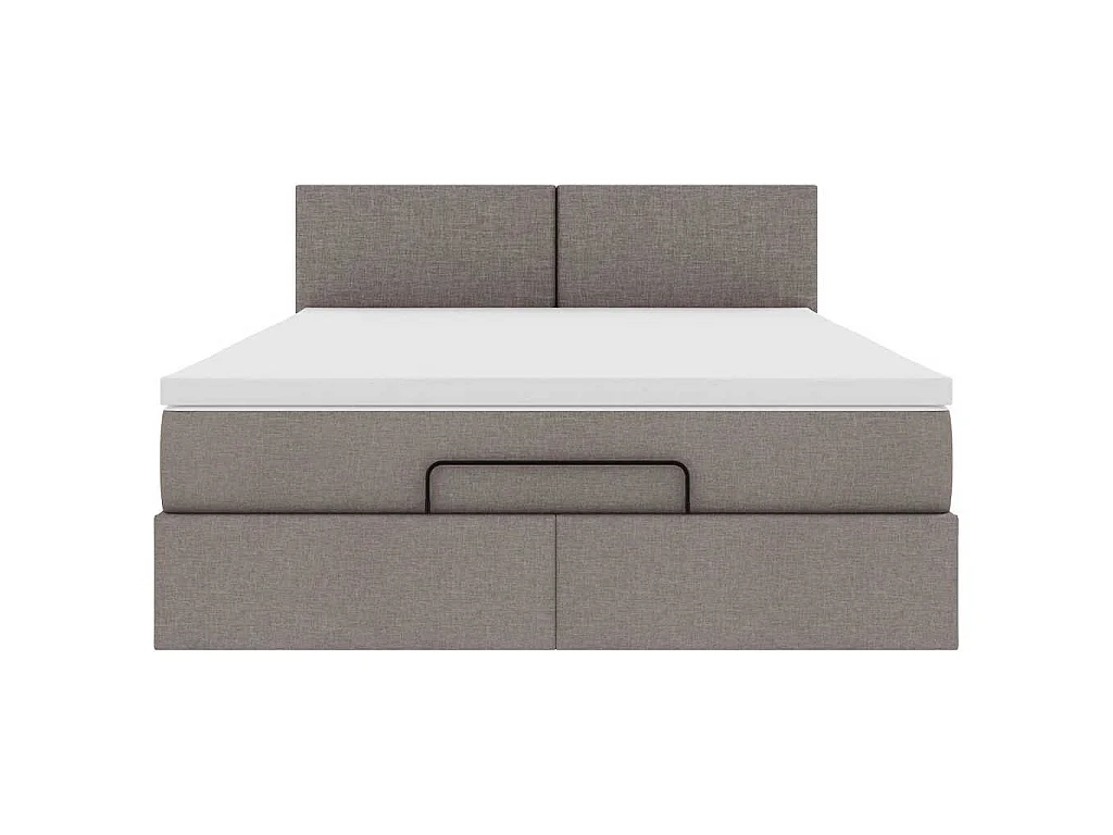 Ottomane Bett mit Matratze & LEDs Taupe 140x200 cm Stoff