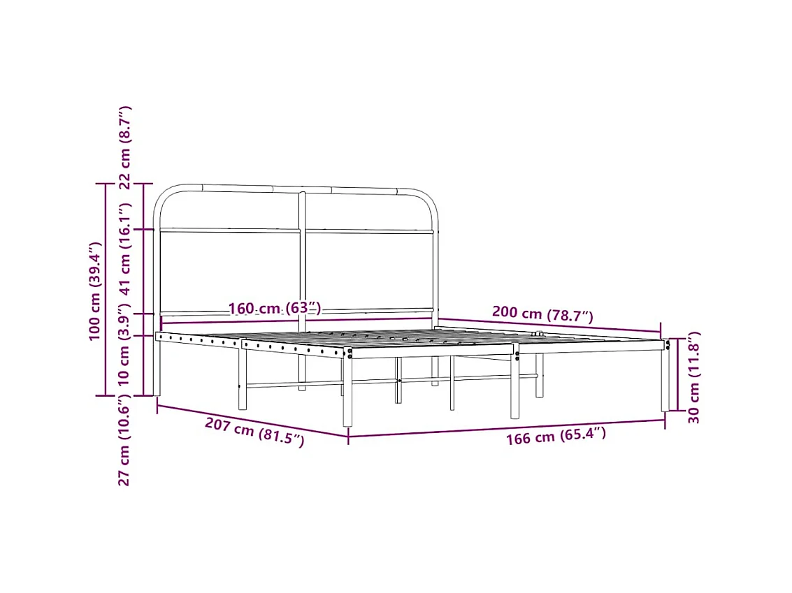 Cadre de lit sans matelas 160x200 cm chêne sonoma