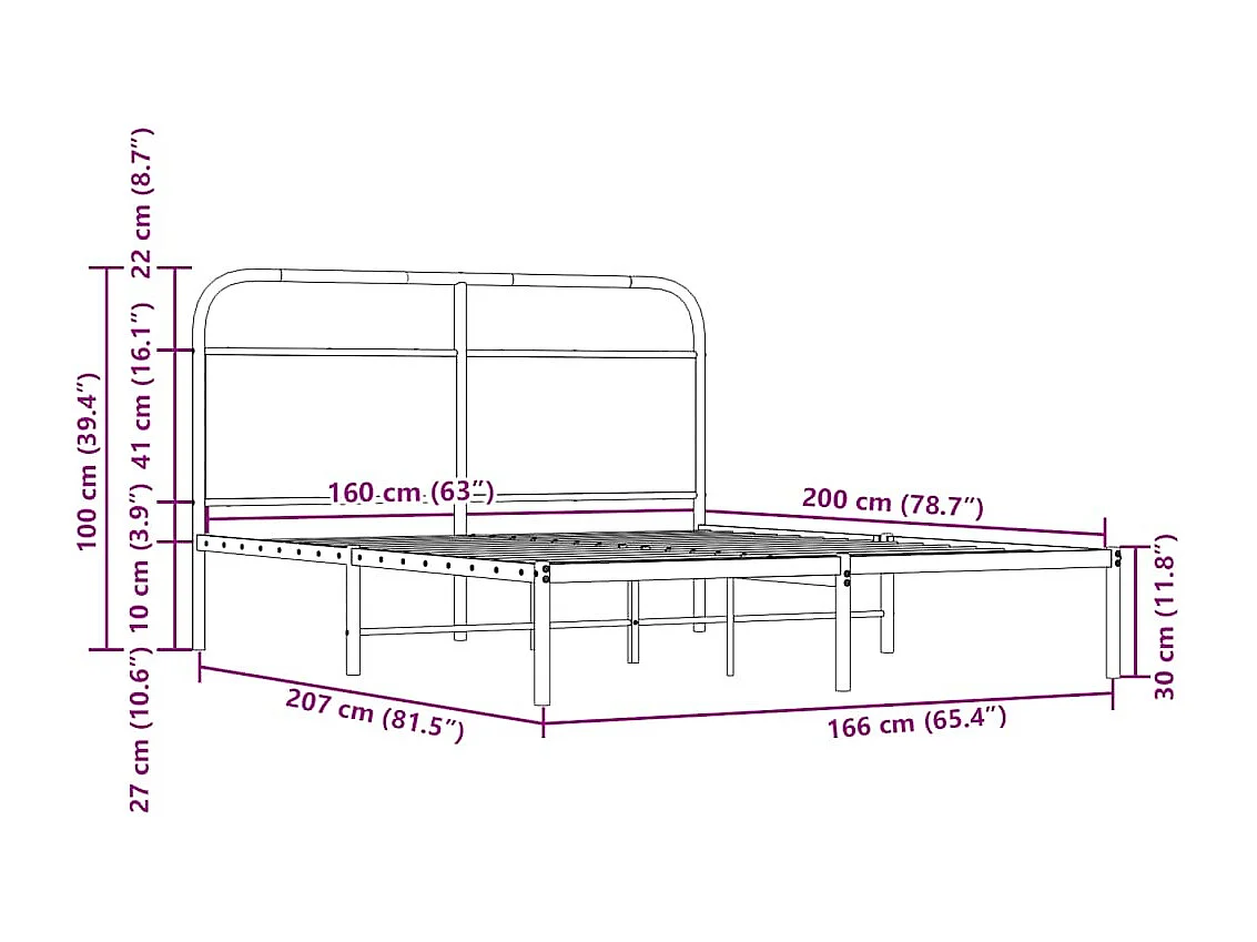 Cadre de lit sans matelas 160x200 cm chêne sonoma