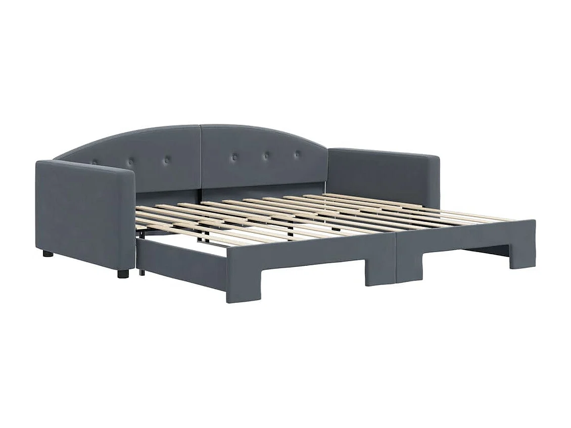 Tagesbett Ausziehbar Dunkelgrau 100x200 cm Samt