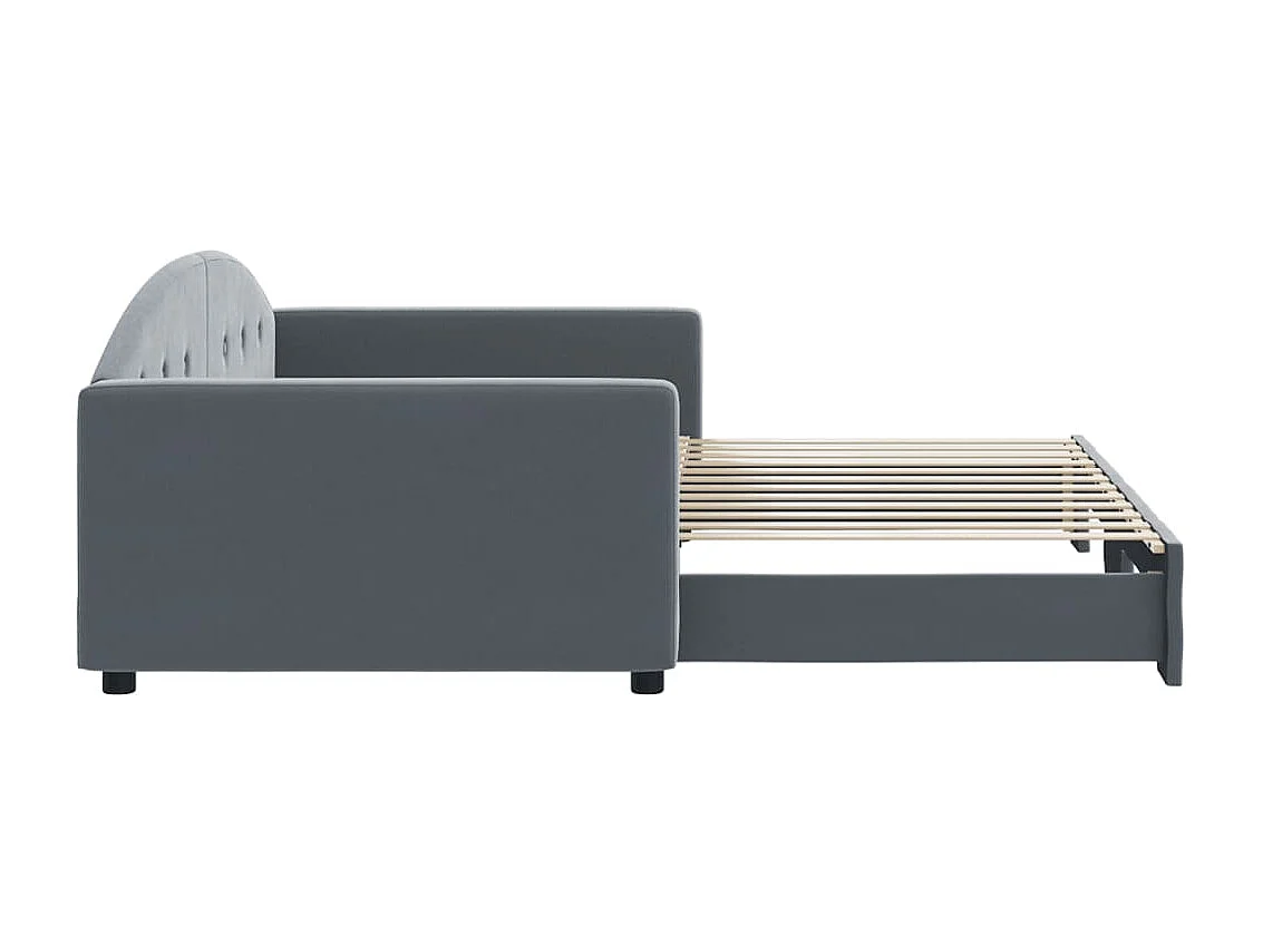 Tagesbett Ausziehbar Dunkelgrau 100x200 cm Samt