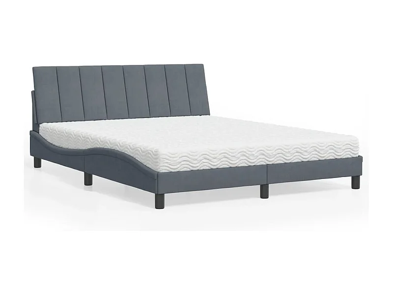 Bed met matras "Hanko" fluweel donkergrijs 160x200 cm
