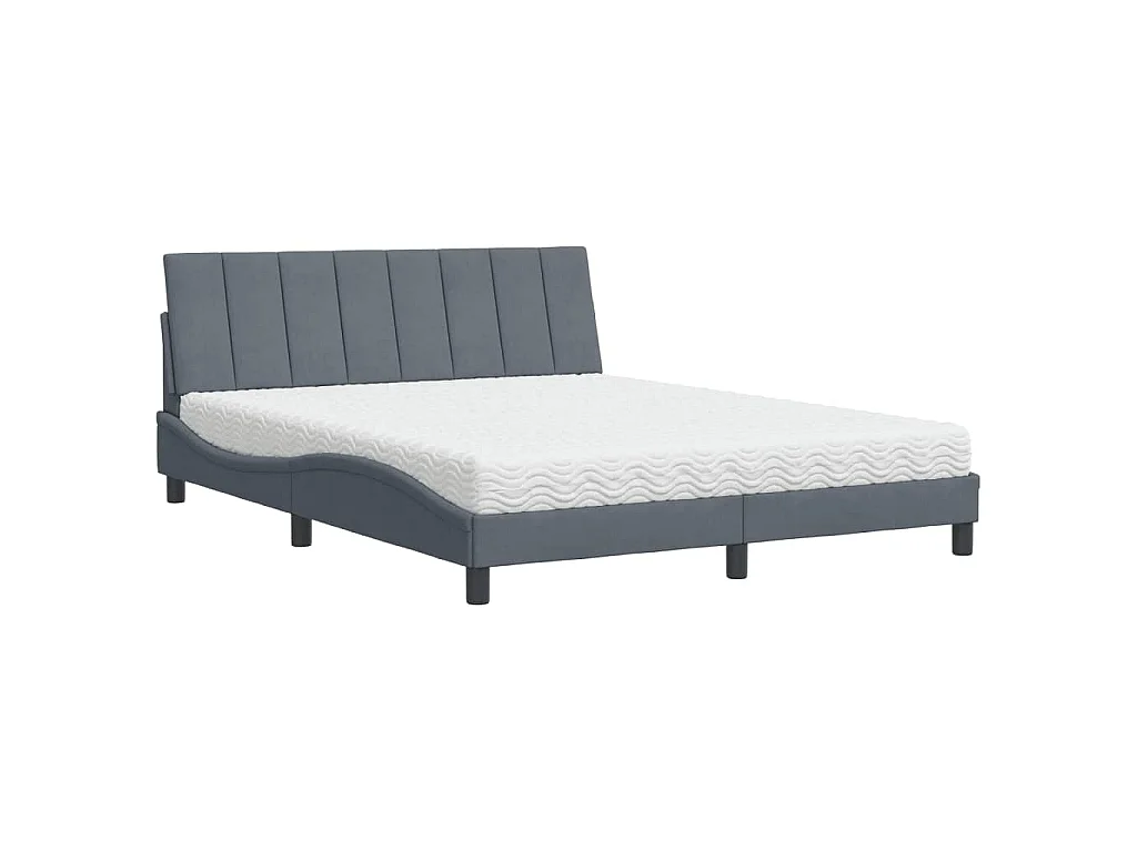 Letto con Materasso Hanko Grigio Scuro 160x200 cm in Velluto