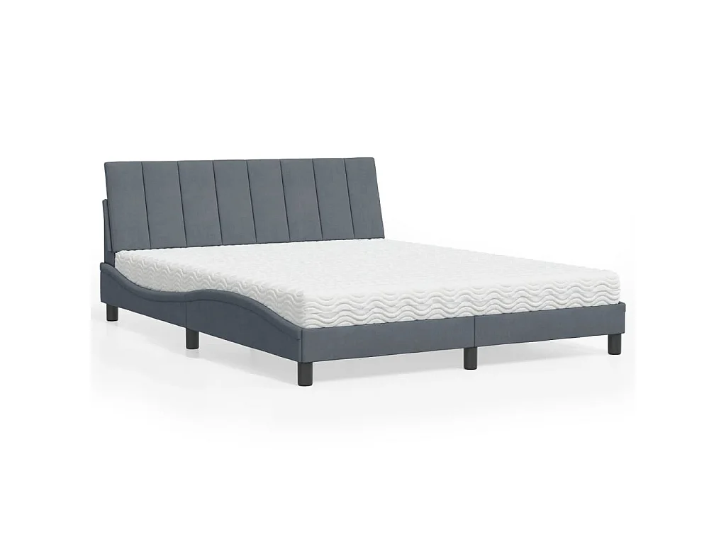 Letto con Materasso Hanko Grigio Scuro 160x200 cm in Velluto