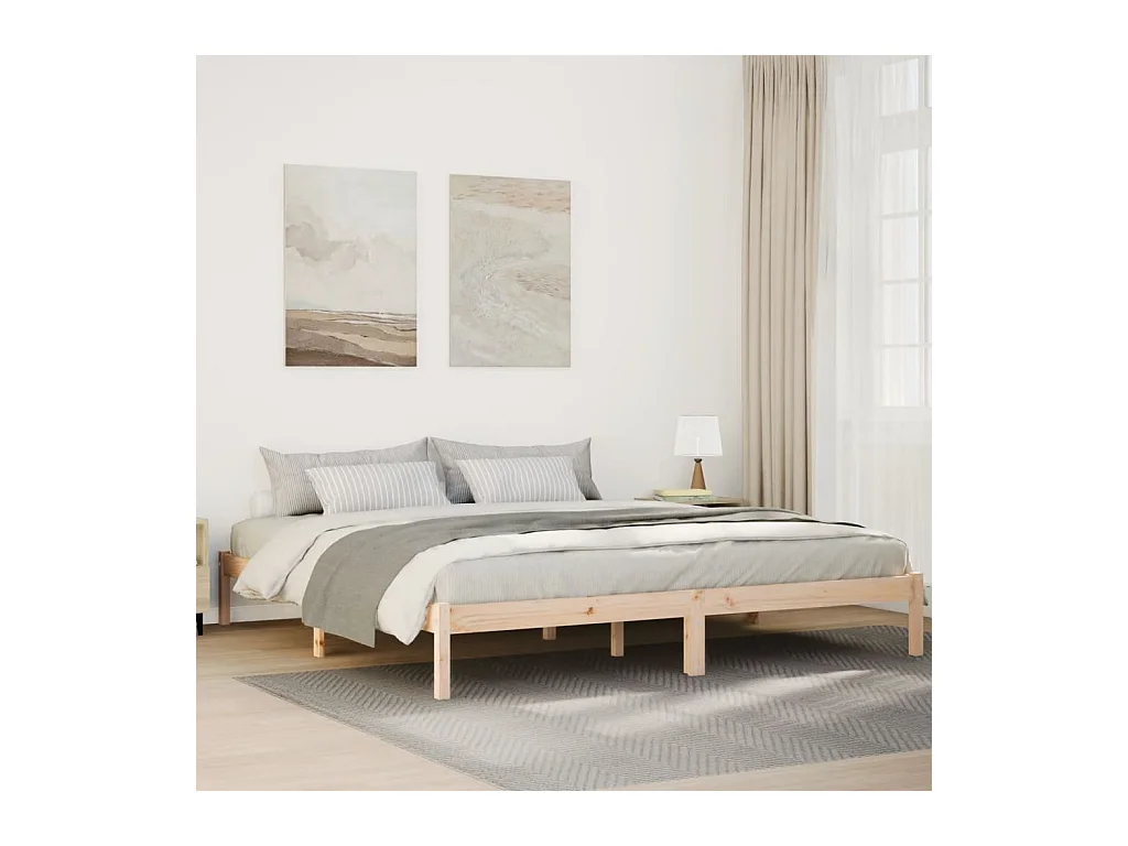 Cadre de lit extra long sans matelas 180x210 cm bois massif pin