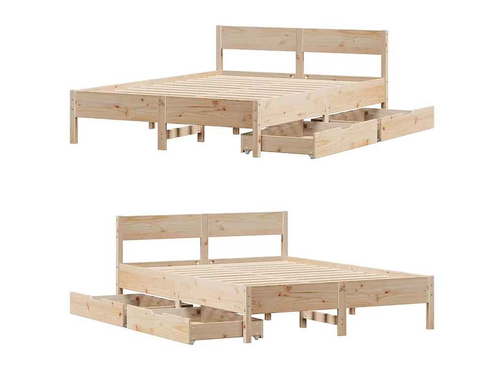 Bedframe zonder matras massief grenenhout 140x190 cm
