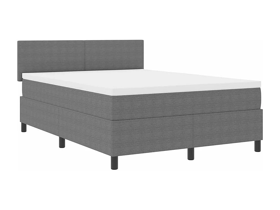 Letto a molle con testiera Grigio chiaro e bianco 140 x 190 cm