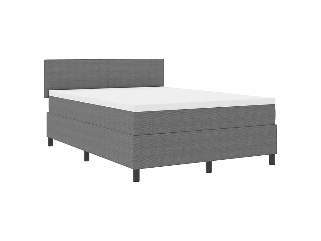 Boxspringbett Hellgrau und Weiß 140 x 190 cm Cordstoff