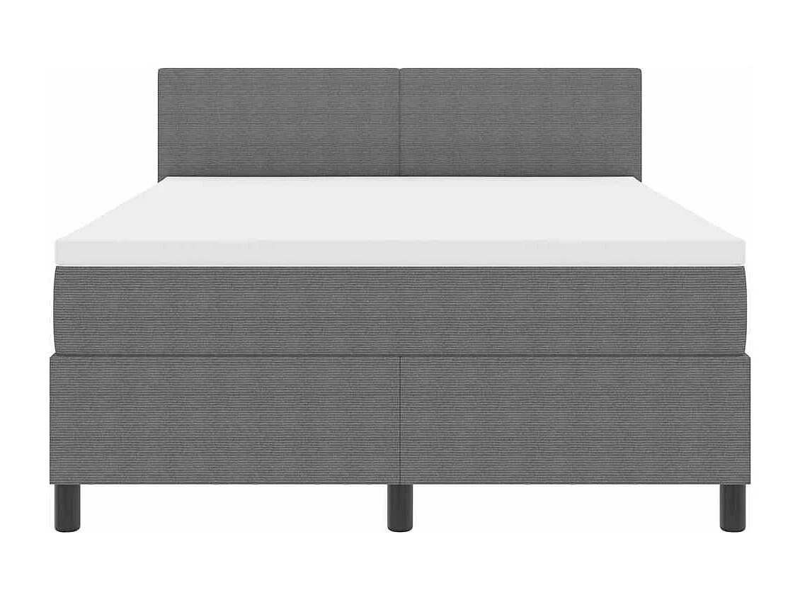 Boxspringbett Hellgrau und Weiß 140 x 190 cm Cordstoff