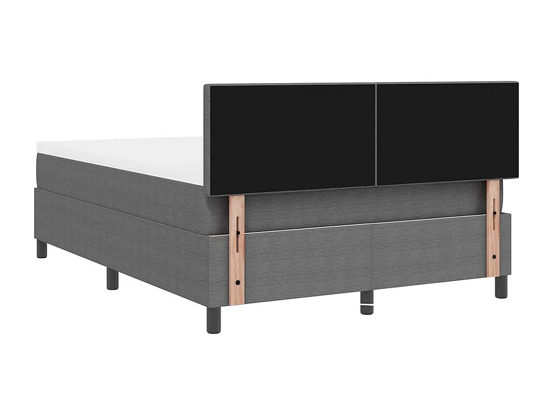 Boxspringbett Hellgrau und Weiß 140 x 190 cm Cordstoff