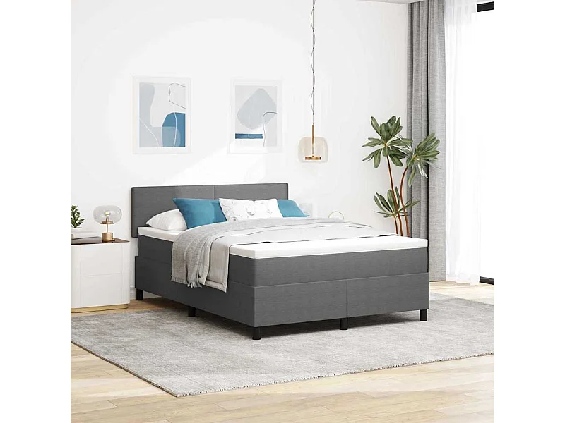 Boxspringbett Hellgrau und Weiß 140 x 190 cm Cordstoff