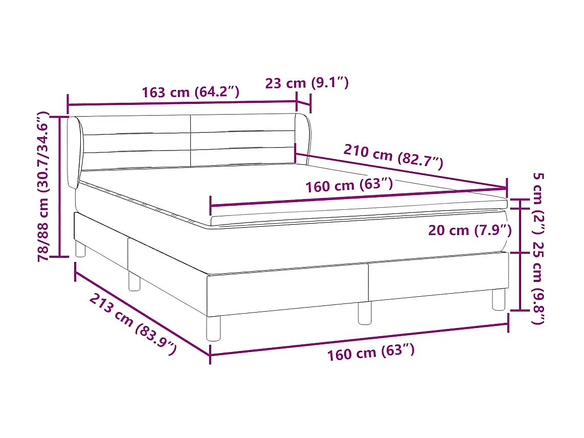 Boxspringbett mit Matratze Dunkelgrau 160x210 cm Samt