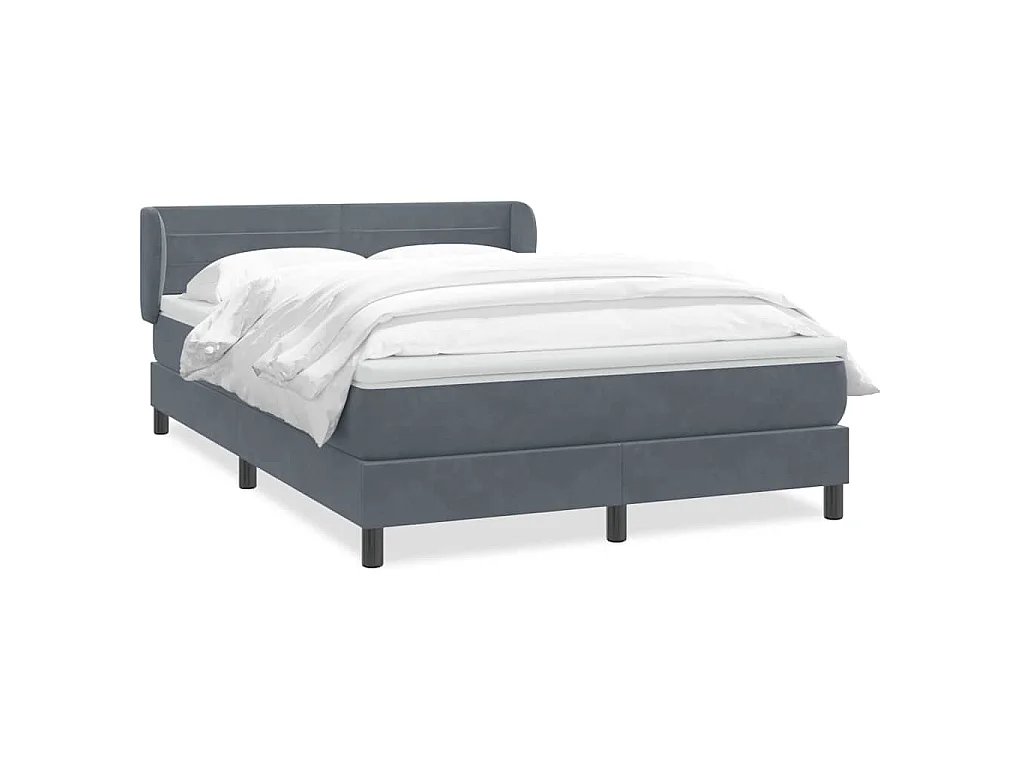 Sommier à lattes de lit et matelas gris foncé 160x210cm velours