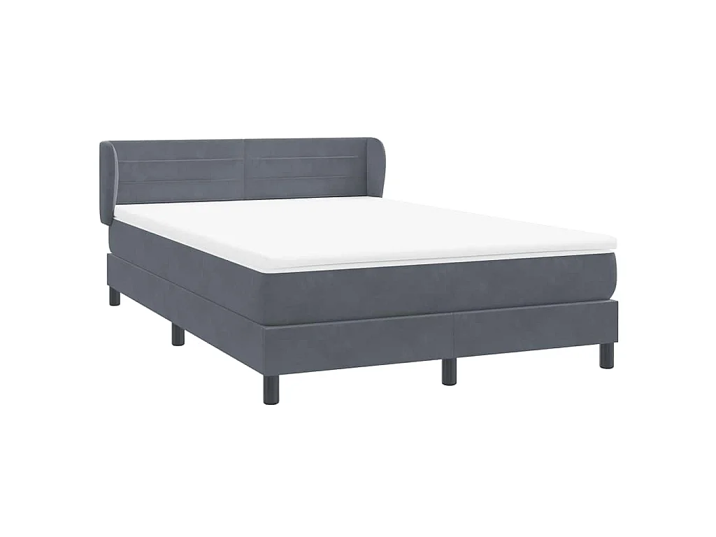 Sommier à lattes de lit et matelas gris foncé 160x210cm velours