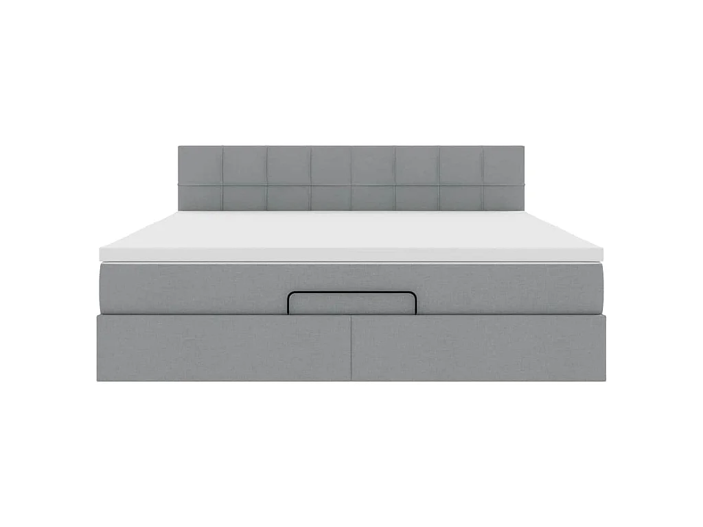 Pouf Letto con Materasso Grigio Chiaro 160x200 cm in Tessuto
