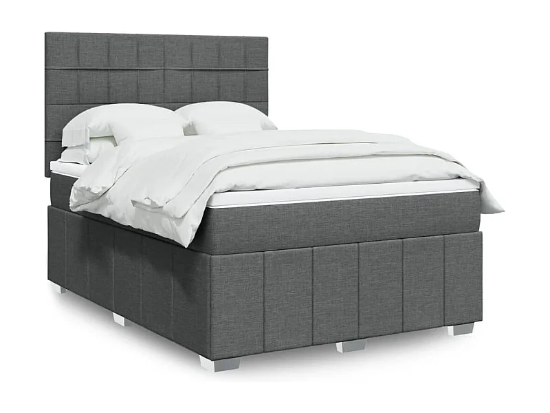 Boxspringbett mit Matratze Dunkelgrau 140x200 cm Stoff