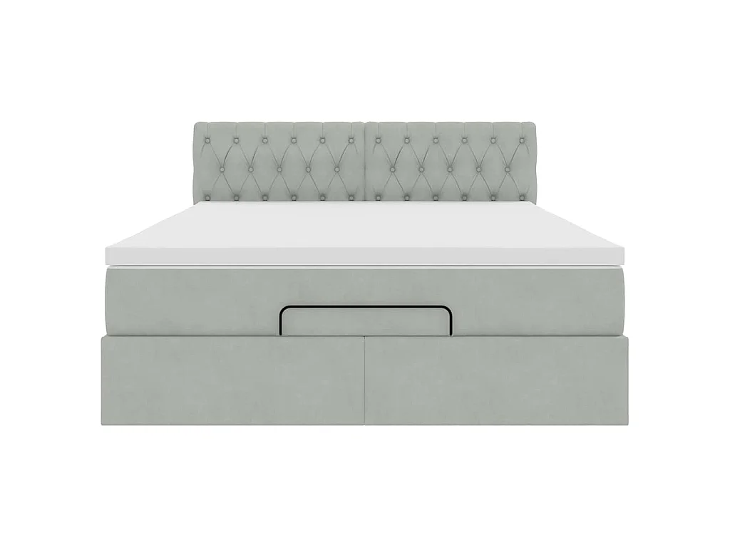 Ottoman bed met matras en LED's 140x190cm fluweel lichtgrijs