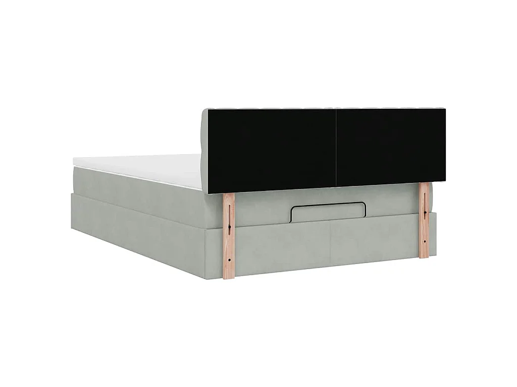 Ottoman bed met matras en LED's 140x190cm fluweel lichtgrijs