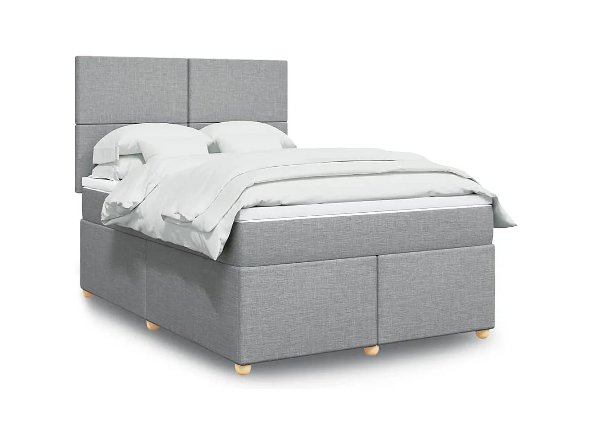 Boxspringbett mit Matratze Hellgrau 140x200 cm Stoff