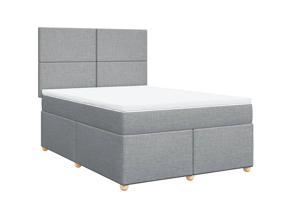 Boxspringbett mit Matratze Hellgrau 140x200 cm Stoff