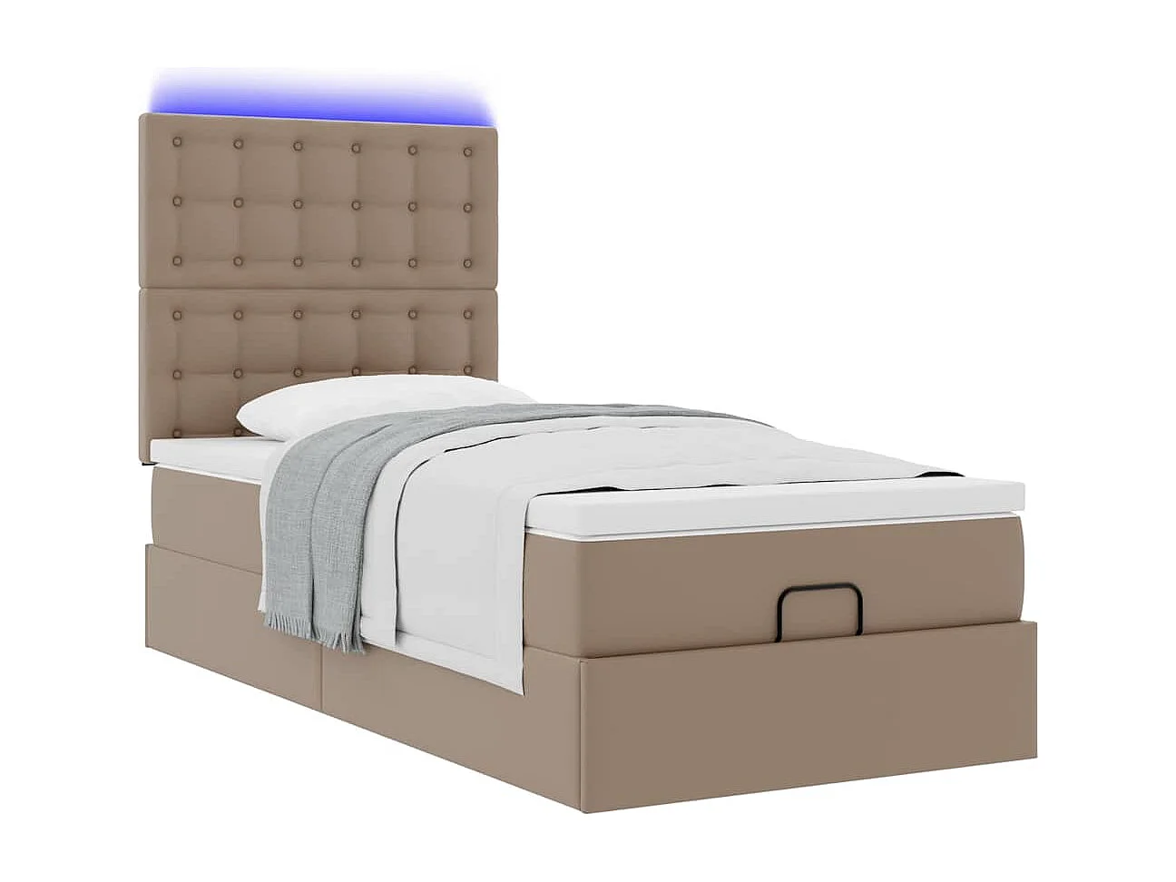 Cadre de lit ottoman et matelas cappuccino 100x200cm similicuir