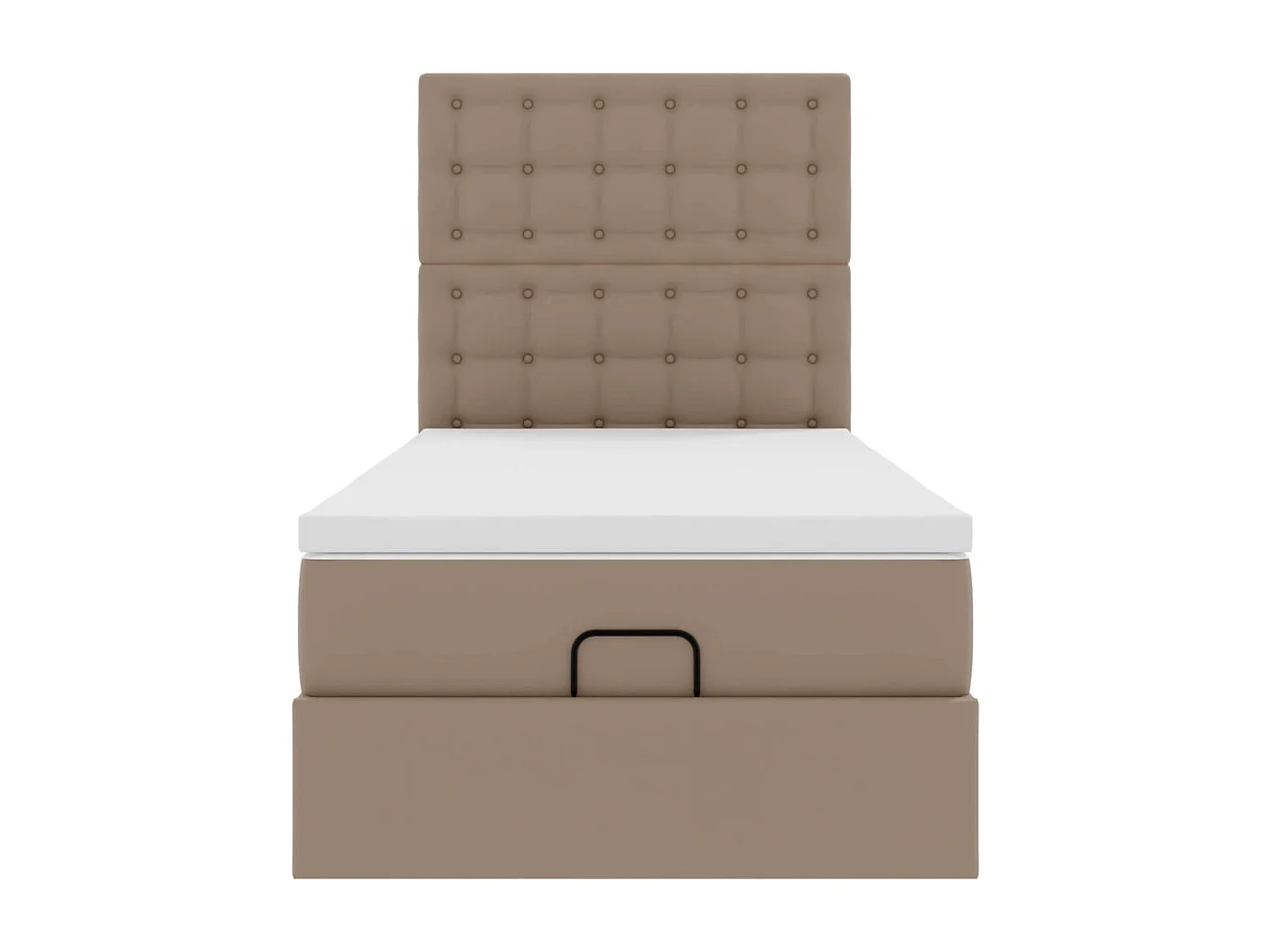 Cadre de lit ottoman et matelas cappuccino 100x200cm similicuir