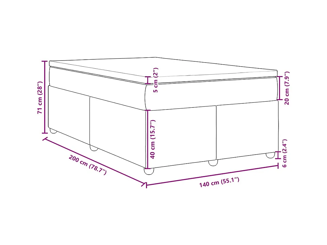 Sommier à lattes de lit avec matelas Taupe 140x200 cm Tissu