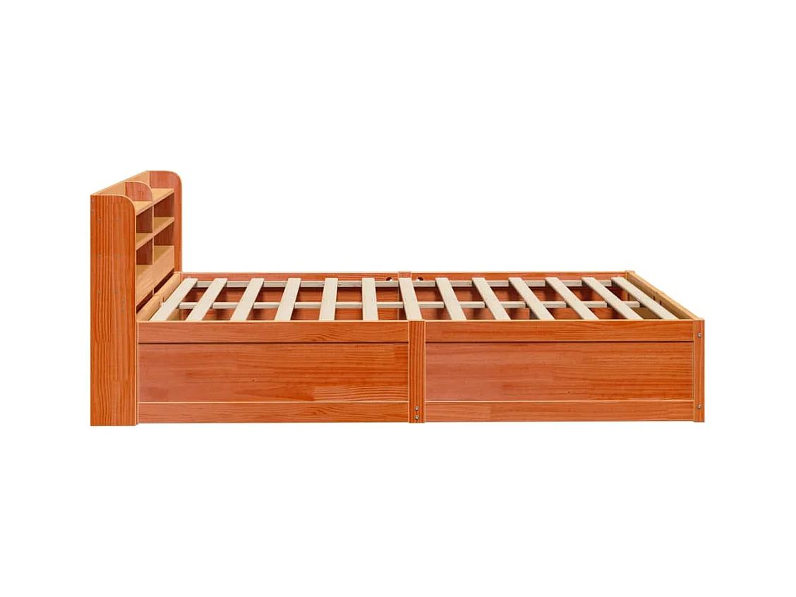 Cadre de lit avec tête de lit cire marron 140x190cm bois de pin