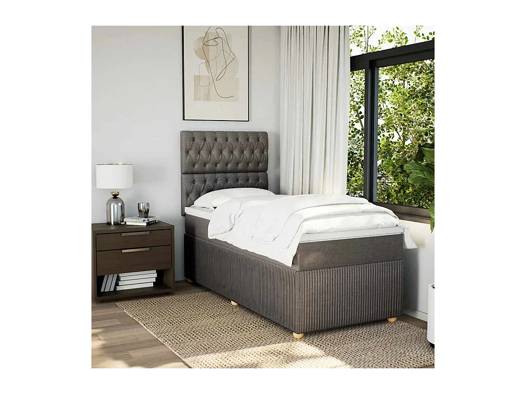 Sommier à lattes de lit avec matelas Taupe 90x190 cm Tissu