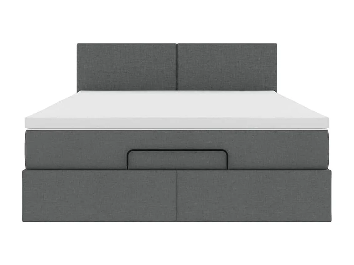 Cama otomana con colchón gris oscuro 140x190 cm tela