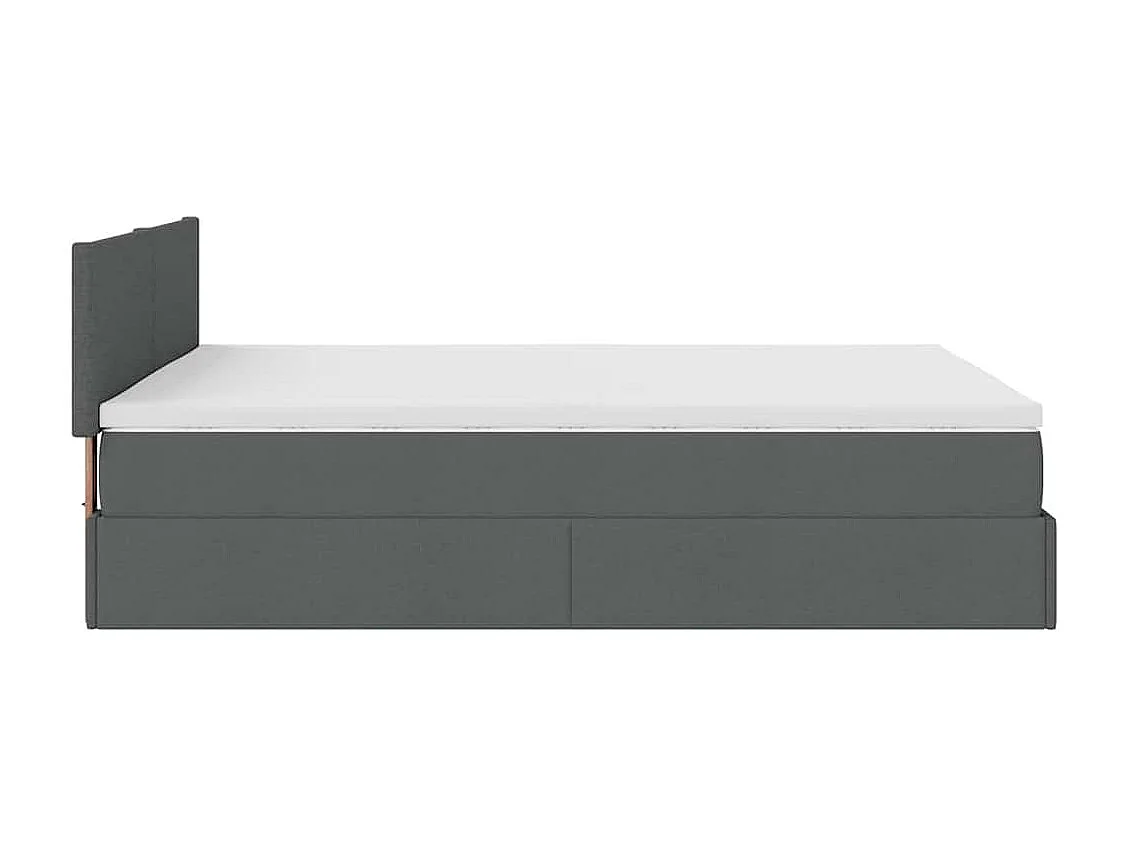 Cama otomana con colchón gris oscuro 140x190 cm tela