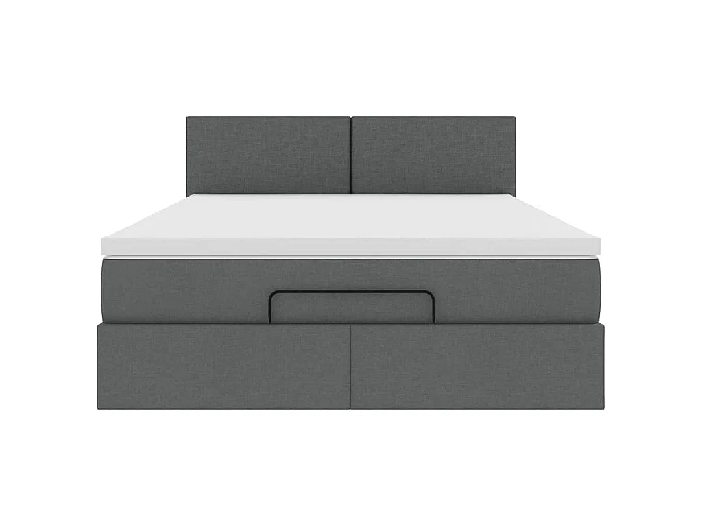 Lit ottoman avec matelas gris foncé 140x190 cm tissu