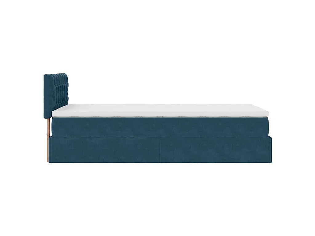 Estructura de cama otomana con colchón terciopelo azul oscuro