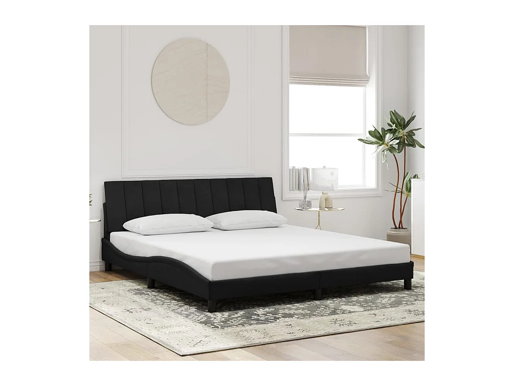 Cadre de lit sans matelas Hanko noir 180x200 cm velours