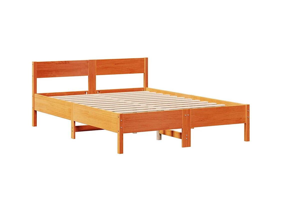Cadre de lit sans matelas cire marron 140x190cm bois pin massif