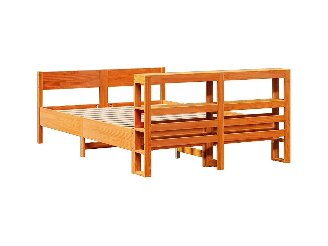 Cadre de lit sans matelas cire marron 140x190cm bois pin massif