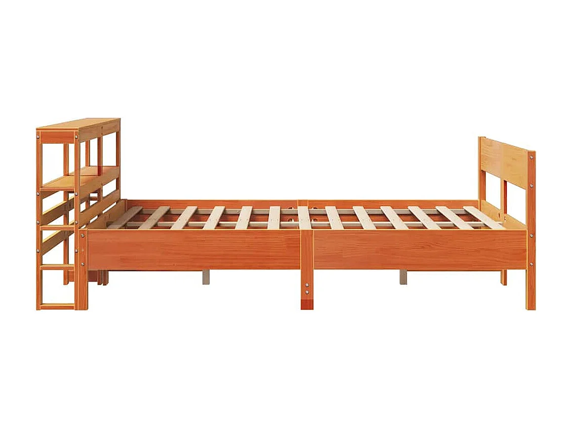 Cama sem colchão 140x190 cm pinho maciço castanho-mel