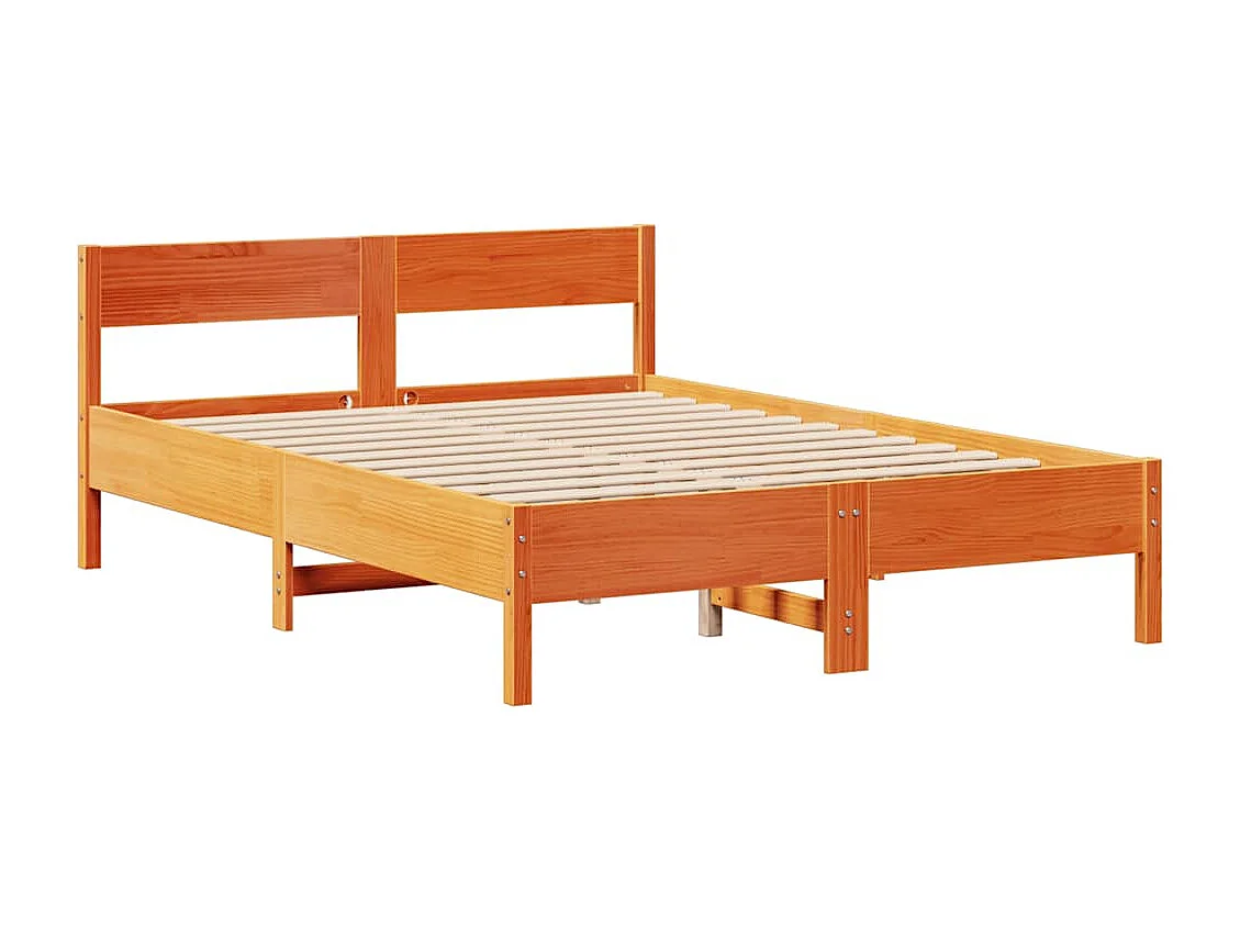 Cama sem colchão 140x190 cm pinho maciço castanho-mel