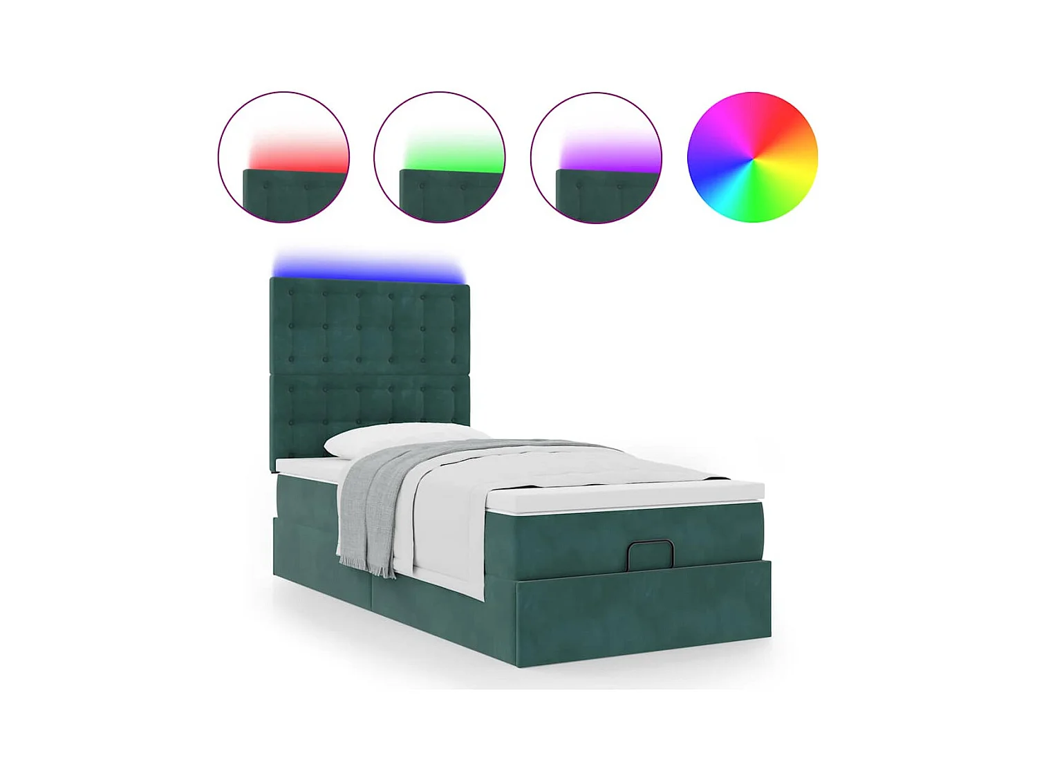 Struttura Letto Pouf con Materassi 90x200 cm in Velluto