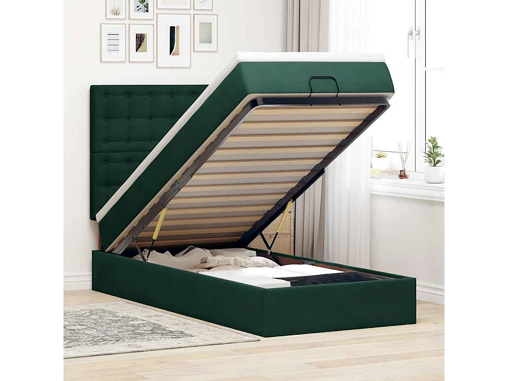 Struttura Letto Pouf con Materassi 90x200 cm in Velluto